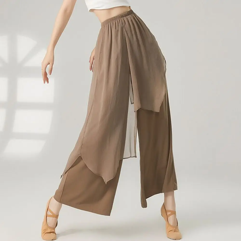 

Fashion Loose Dance Practice Pants Chiffon Elastic Waist Sports Pants Modern Dance Stage Performance Wide Leg Pants Women