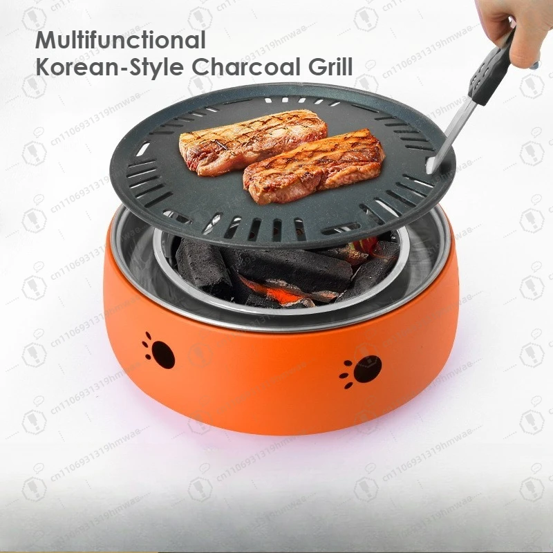Marble Non-Stick Round BBQ Grill Pan Korean Style Split Grill Cooker 3-Layer Steel Roasting Plate For Commercial Home Barbecue