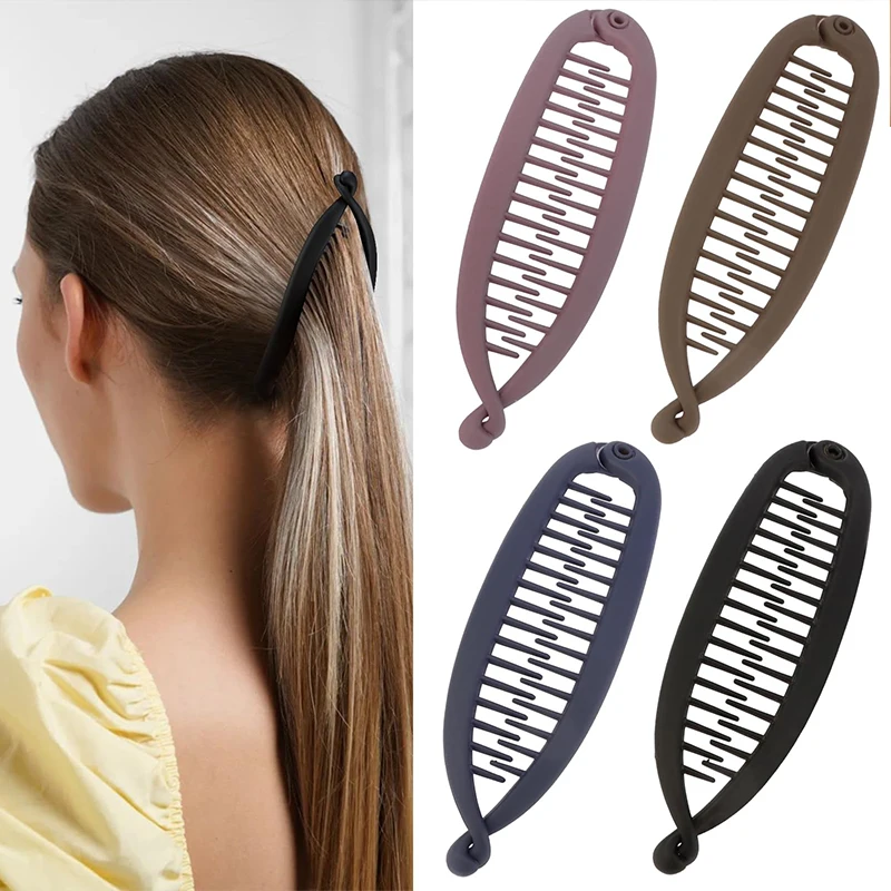 Banana Hair Clip Barley Twist Comb Clamp Grip Slide Fish Banana Hair Claw Clips Hairpins 15CM Women Girls Hair Styling Accessory