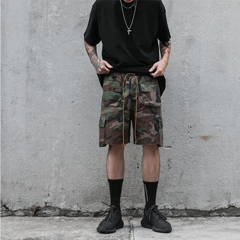 American Retro Camouflage Cargo Shorts Mens Three-dimensional Tailoring Pocket Army Joggers Fashion Summer Baggy Casual Short