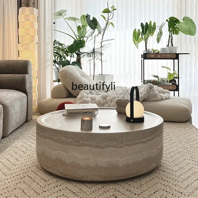 

French round coffee table small apartment round tea table high artistic sense living room coffee table
