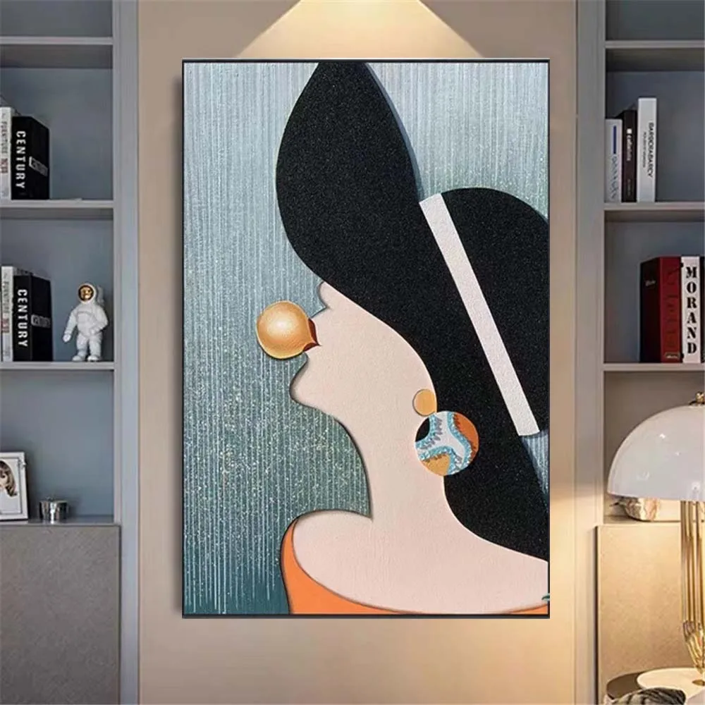 Abstract Girl Wall Art Picture On Canvas Oil Painting 100% Handmade Modern Figure Paintings Decor Living Room Bedroom Pendant