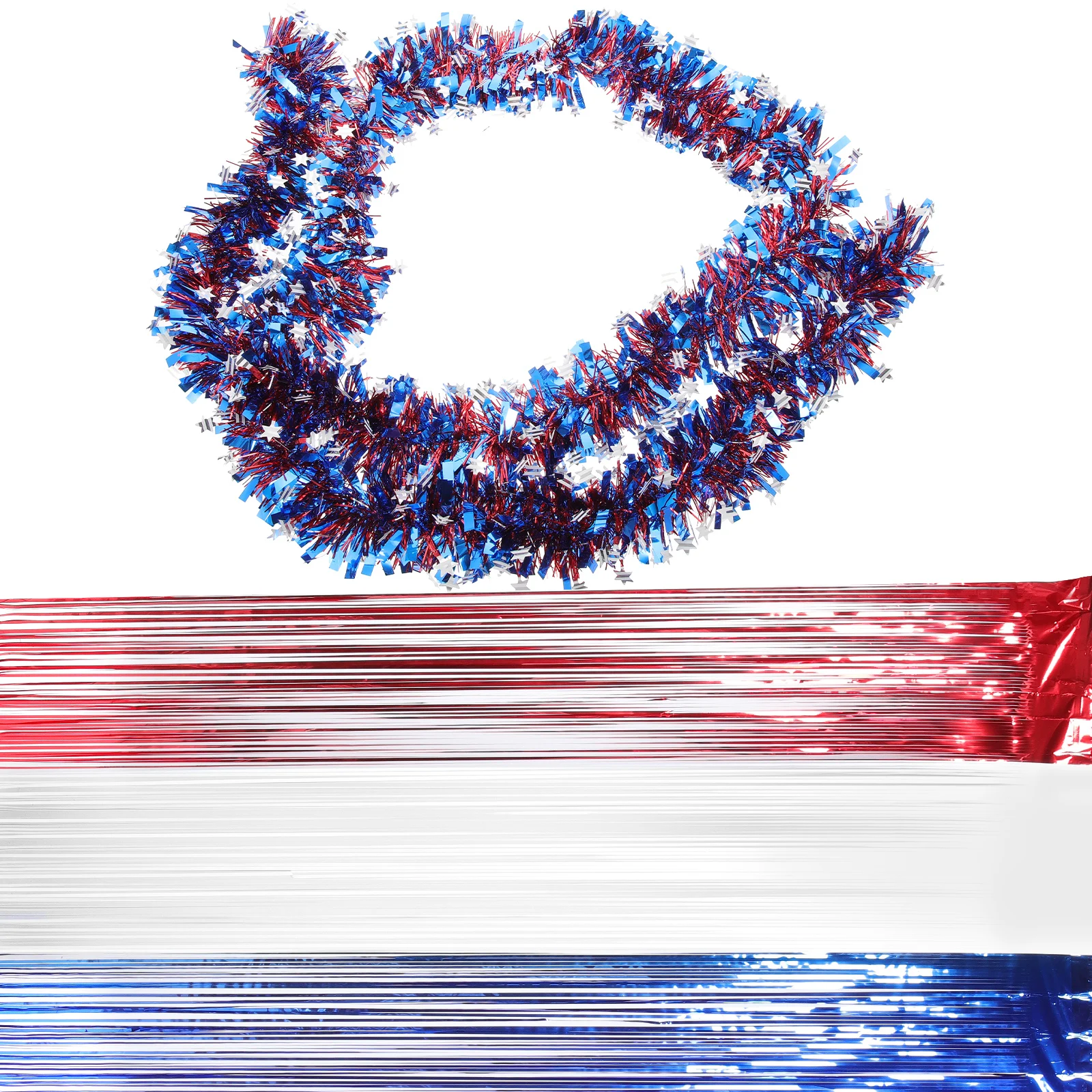 

Decorations Independence Day 4th July Foil Tinsel Backdrop Fringe Wall Door Window Table Festive Party Props