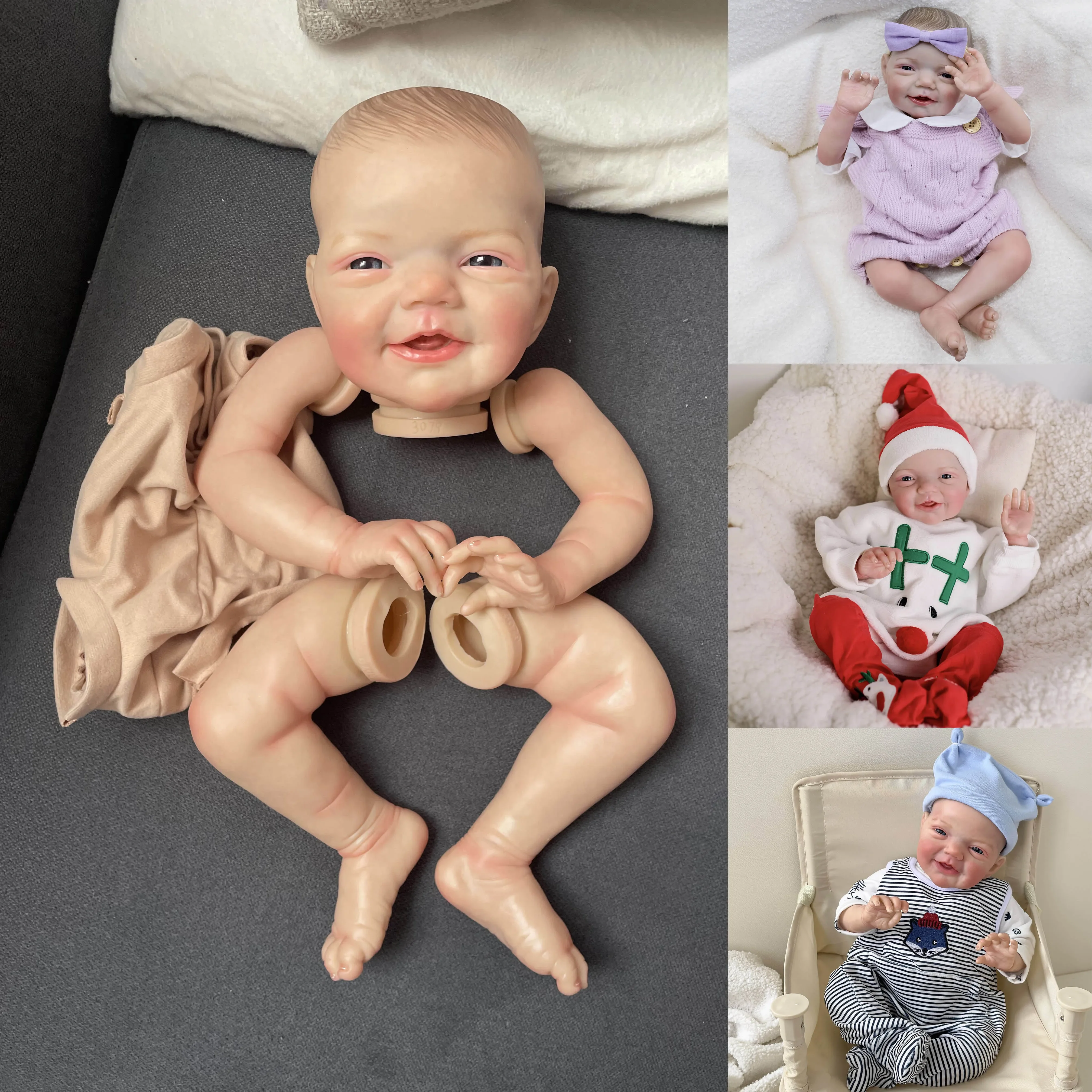 19‘’ Charlie Lifelike Reborn Doll Kits Multiple Layers Painting Doll Parts With Visible Veins Hand-draw Hair