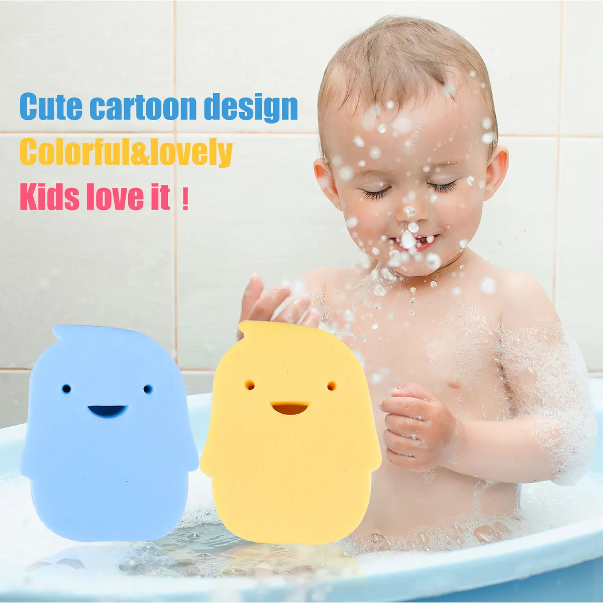 

2 Pcs Baby Bath Sponge High Quality PVA Cartoon Design Dense Soft Skin Cleaning Easy Absorption Resistant Rubbing Infant Shower