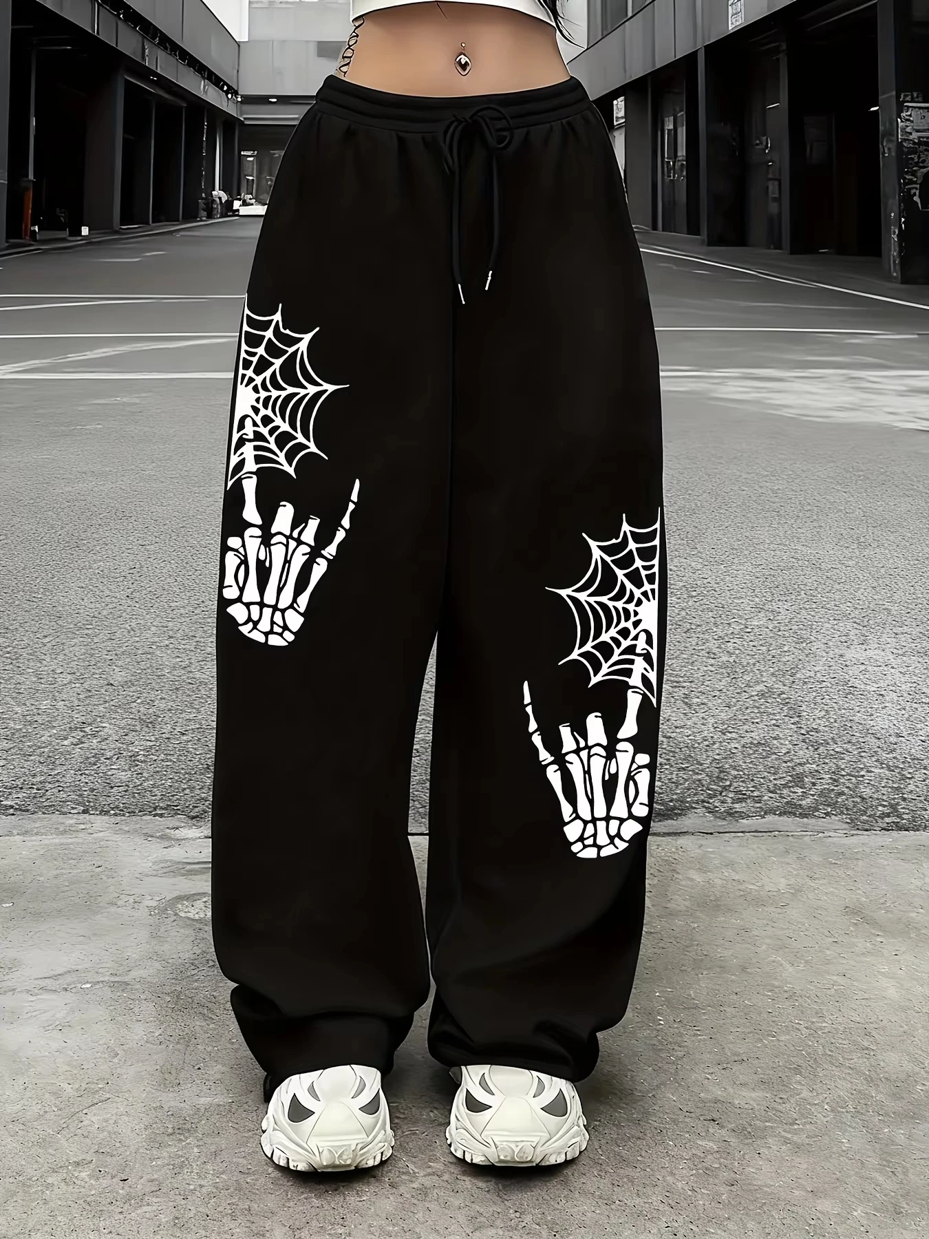 2026 Fashion Trend Rock and Roll Letter Printing Pants Casual Jogger Women's Drawstring Long Pant Fashion Street Female  Pants