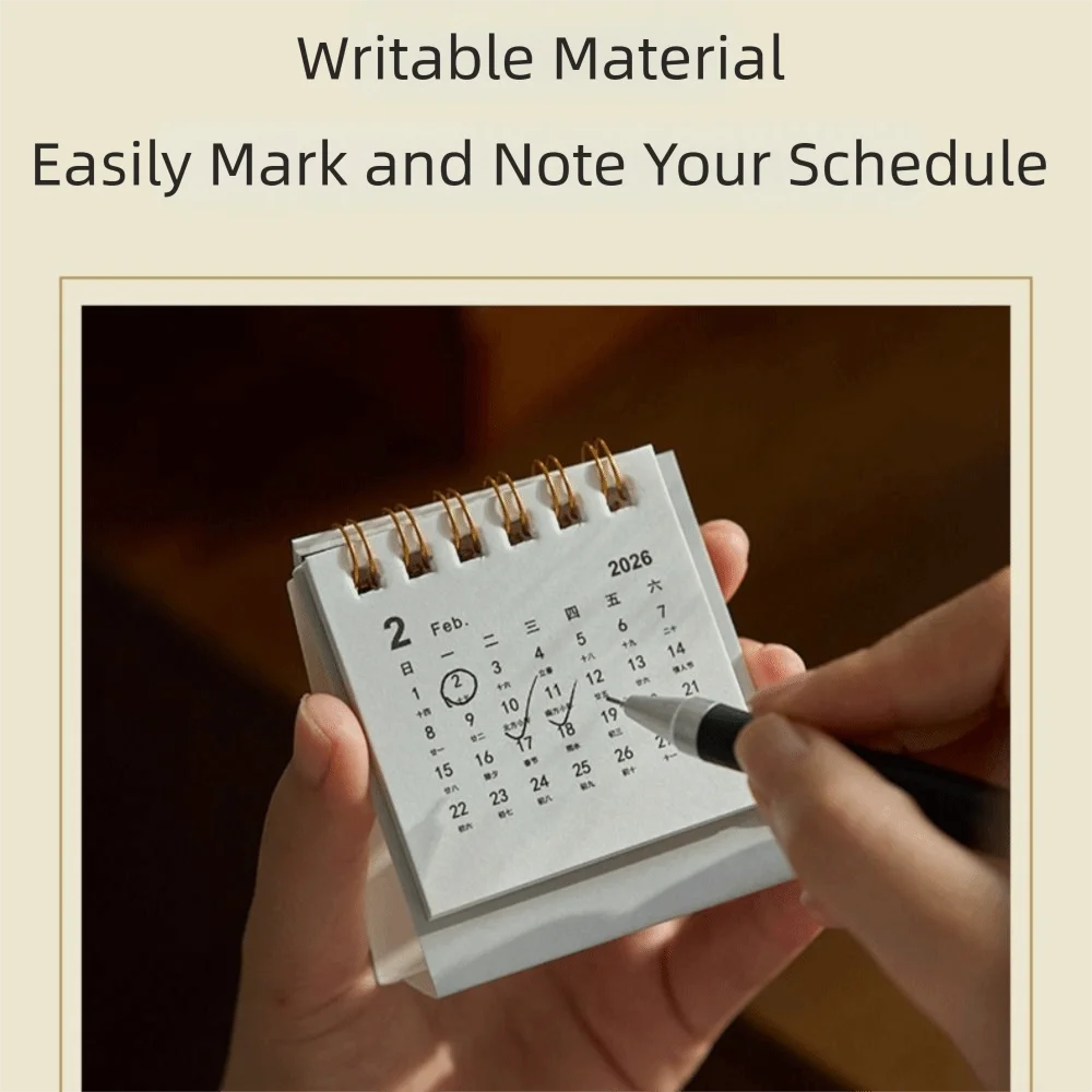 Month Date Display 2026 Mini Desk Calendar Ink Wash Painting Chinese Style Horse Year Calendar Ancient Coil Binding