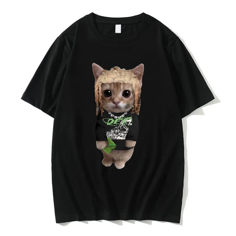 

Rapper Playboi Carti Kitty Ow Funny Print T-shirt Men's Hip Hop Style Tees Male Tshirt Man Women Oversized Pure Cotton T Shirts