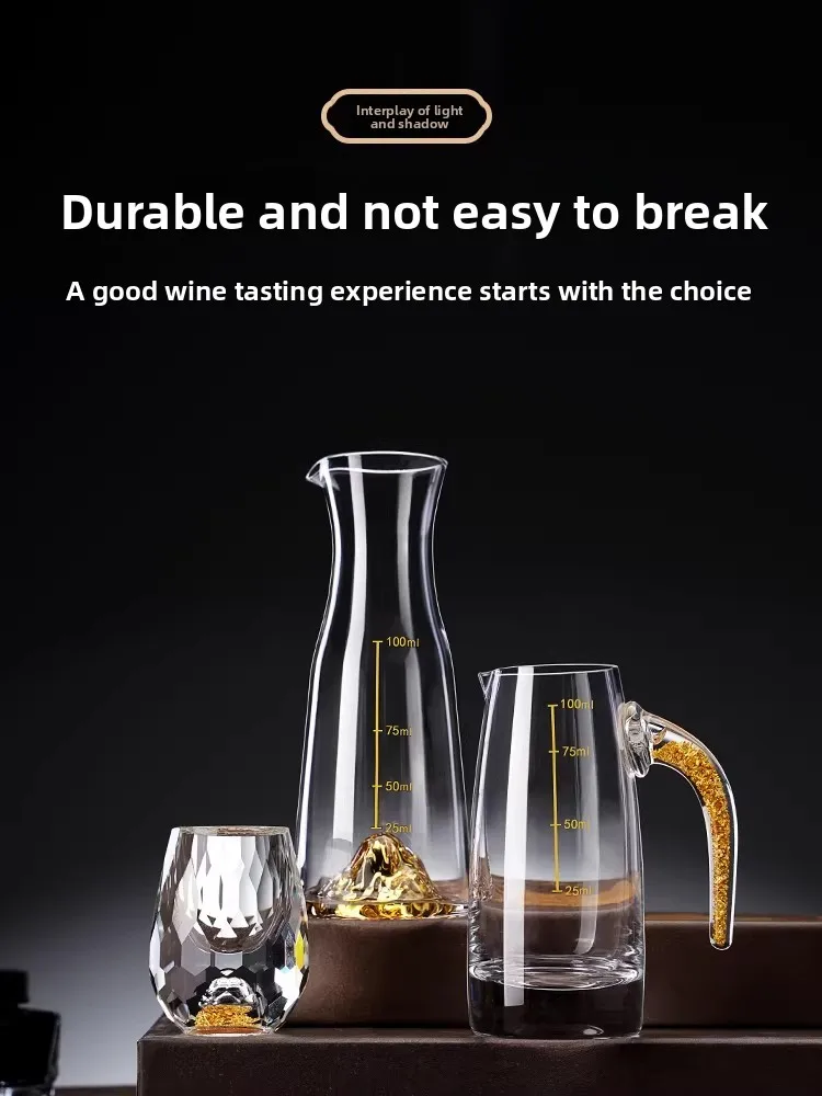 Creative Diamond Pattern Small White Wine Cup Set Home Use Crystal Glass Luxury Gold Foil Liquor Pours Unique Chinese Style view 5