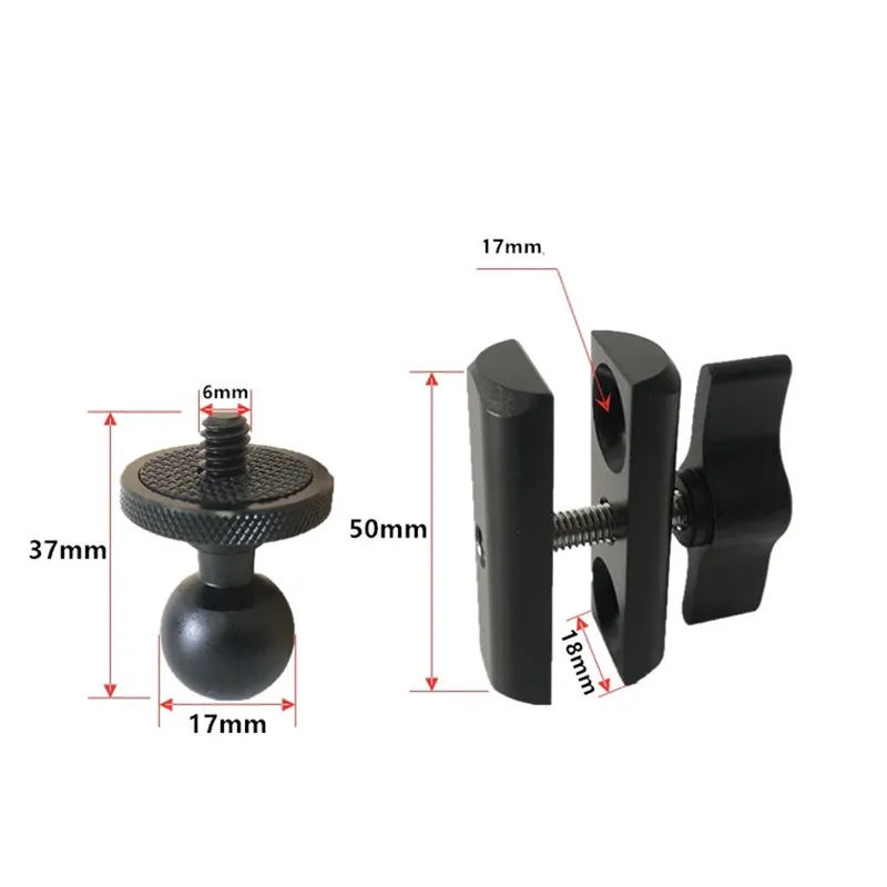 13 15 17 20mm 금속 1 인치 볼 헤드 마운트 1/4 "나사 어댑터, Gopro 11 Insta360 X3 카메라 라이트 브래킷 폰 스탠드 GPS
