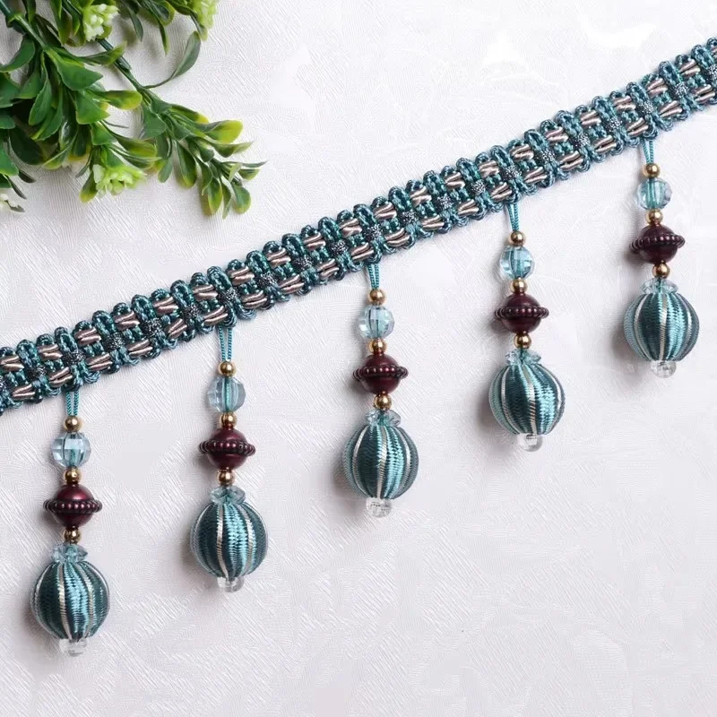 Curtain Accessories Set with Crystal Beads and Cow Tendon Lace, Tassel Pendants, Decorative Curtain Embellishments