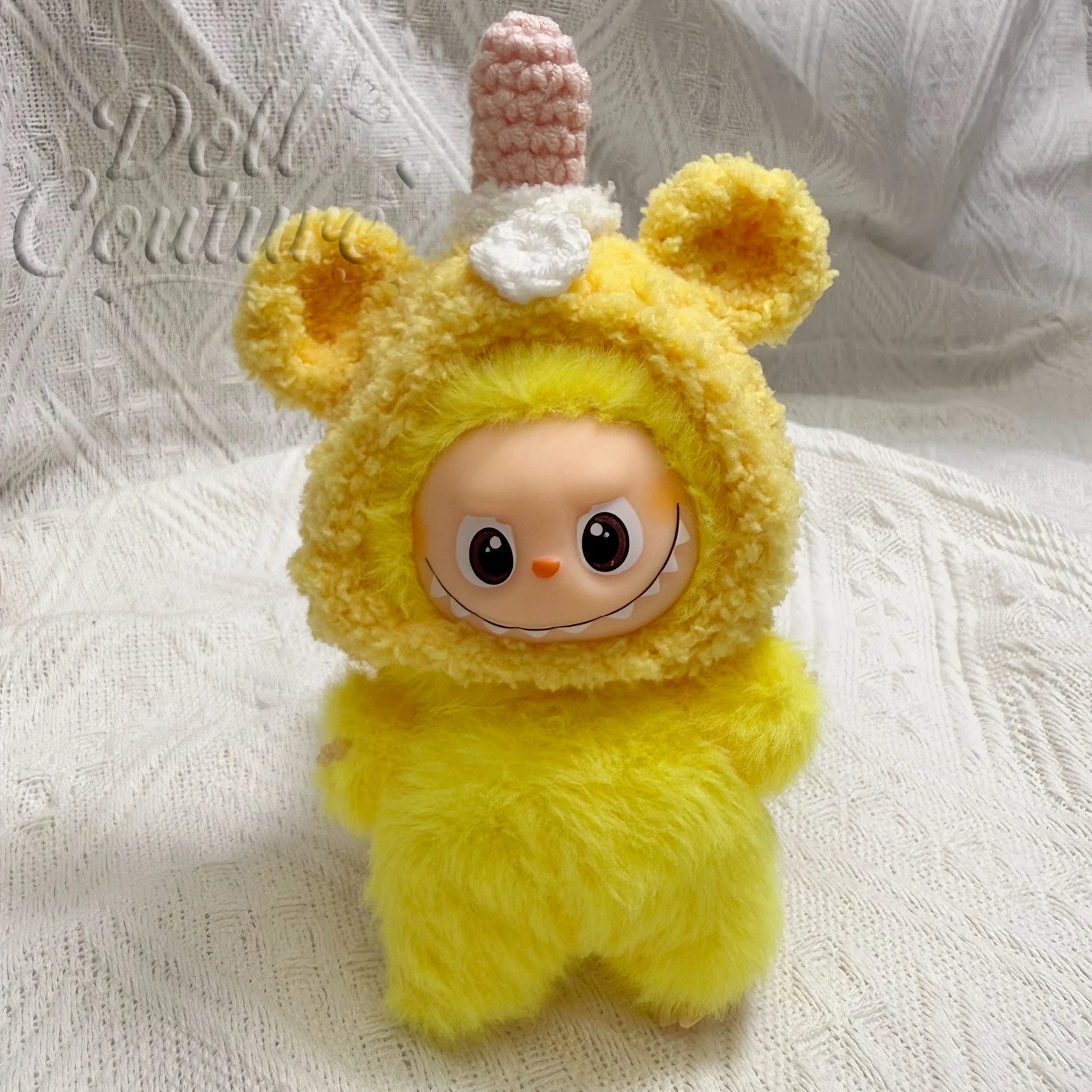 

Labubu 4.0 Вязаный чехол на голову в стиле единорога, удобный мягкий материал для одежды для кукол 10,5 см (без куклы)