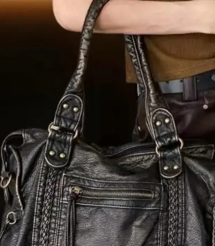 

Punk-Style Large Tote in Soft Leather, Versatile Messenger and Shoulder Bag, Superb for Daily Use or Travel, Unique Gift