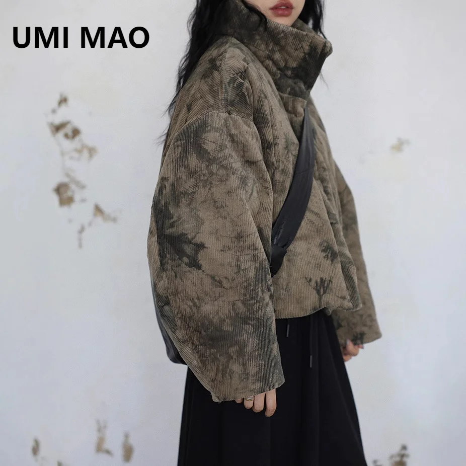 UMI MAO Corduroy Casacos Feminino Stand Up Collar 90 White Duck Down Jacket Women Short Winter Slimming Niche Cotton Jacket