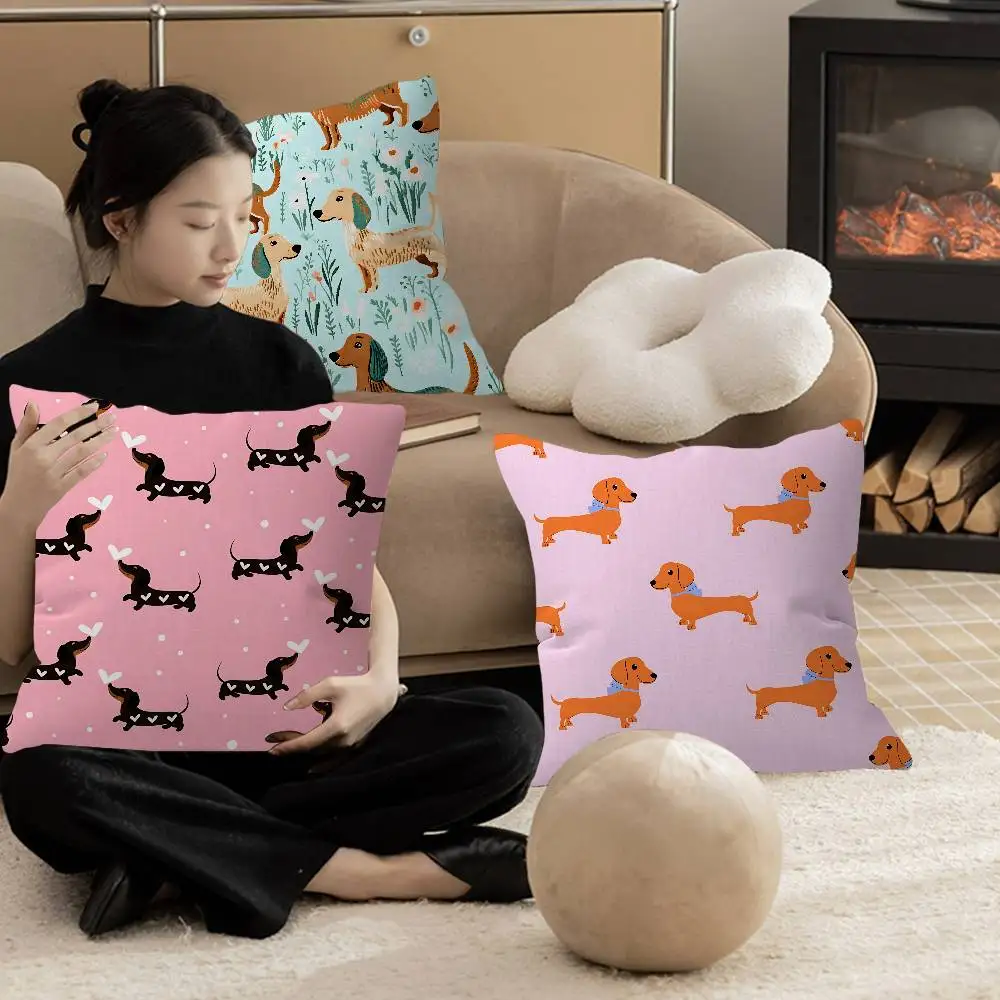Sausage Dog Dachshund cute Cushion Cover Pillowcase Upholstery Sofa Throw Pillow Home Decor Pillowcas