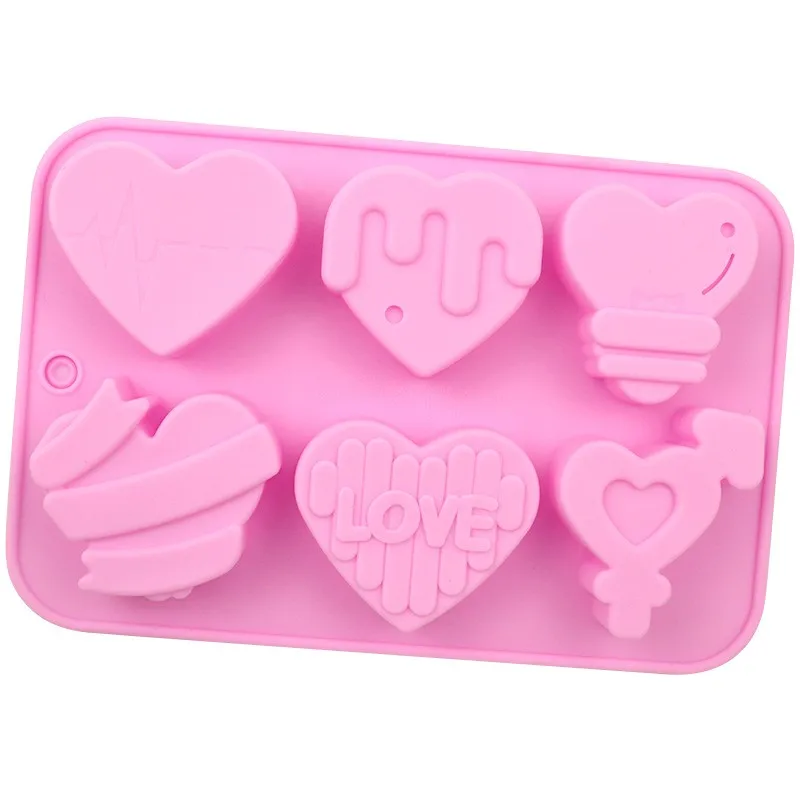 Six different hearts, silicone cake molds, handmade chocolate mold