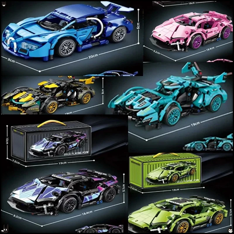 حار اللبنات التقنية سباق السيارات الرياضية سرعة مركبة نموذج مدينة الميكانيكية سوبر الطوب لغز لعب الكبار هدية سيارة صغيرة