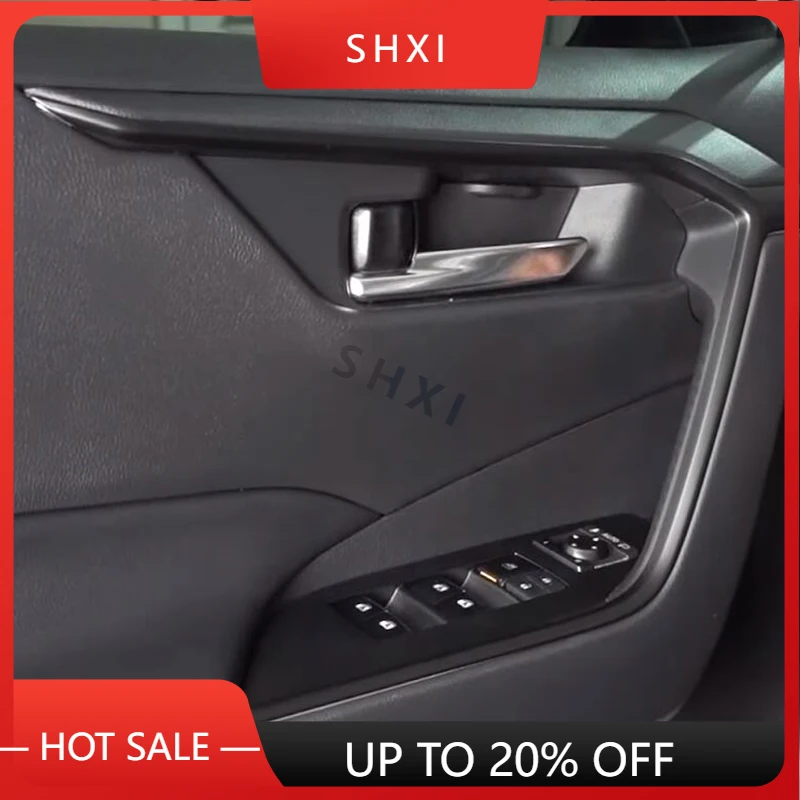 Good Quality New For Toyota RAV4 2019-2025 Matt Black Side Doors Interior Armrest Handrail Partial Panel Strips Cover Trim Car S