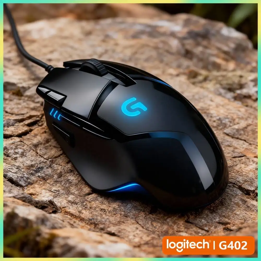 Professional Logitech G402 Gaming Mouse Fusion Engine Tech 500 IPS Anti-Slip for Competitive Multiplayer Gaming