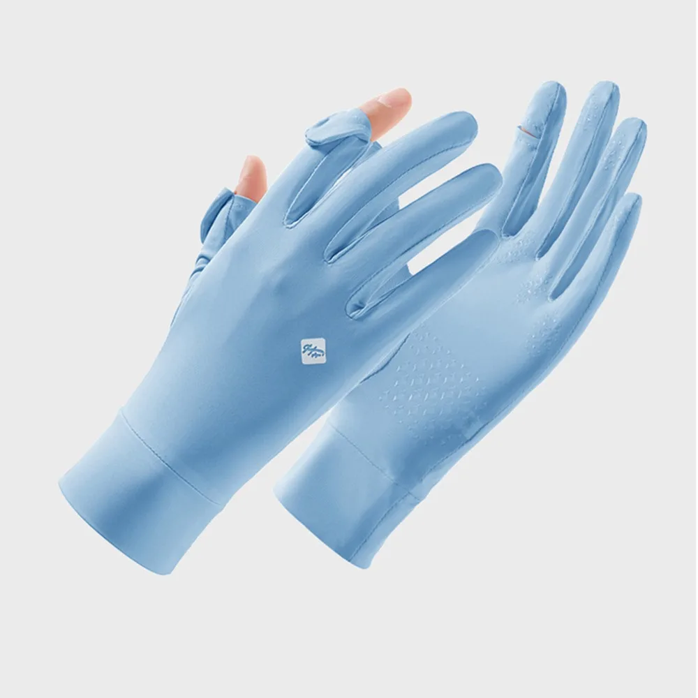 

Breathable Women Sunscreen Gloves Anti-UV Silicone Anti Slip Ice Silk Riding Gloves Touch Screen Quick Dry
