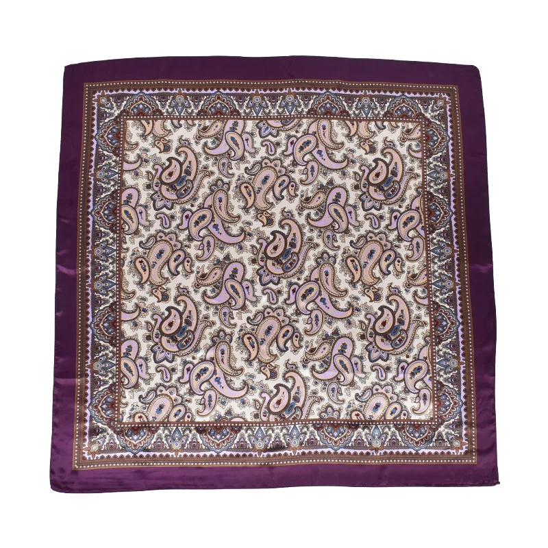 90X90cm Kopf Schal Frauen Luxus Marke Seide Quadrat Schal Foulard Satin Bandana Weiche Halstuch Hijab Haar Schals für Damen – Detail 19