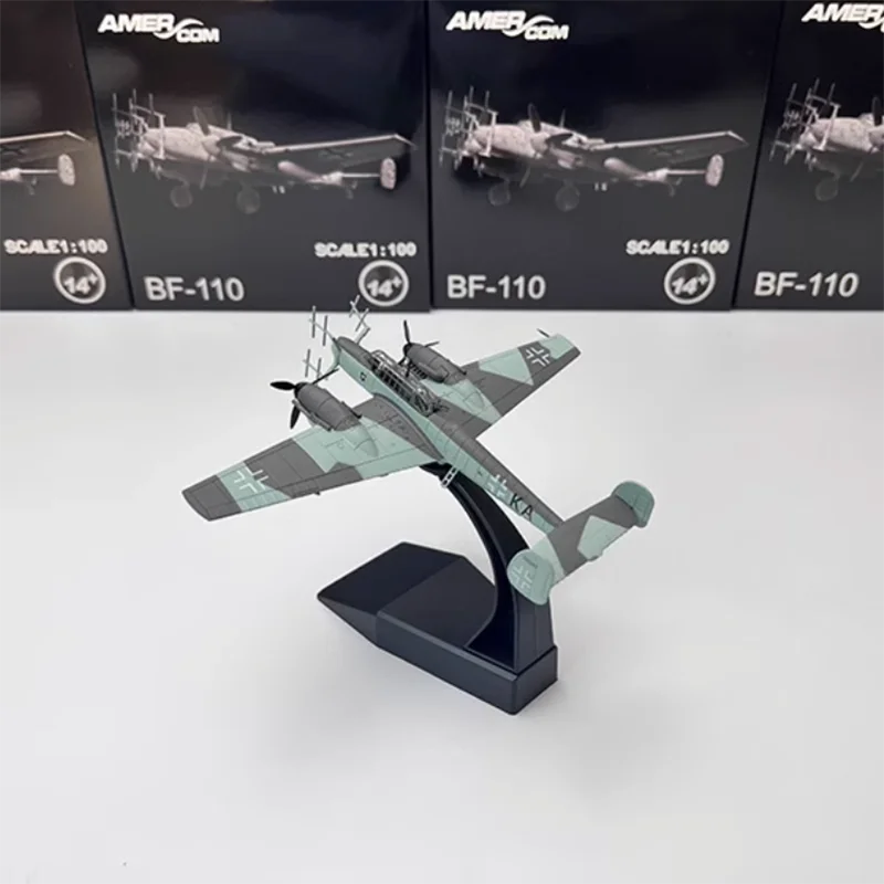 مقياس 1:100 الألمانية BF110 مصغرة محاكاة الطائرات العسكرية سبيكة معدنية يموت الصب لعبة نموذج الصبي لعبة الديكور هدية العرض