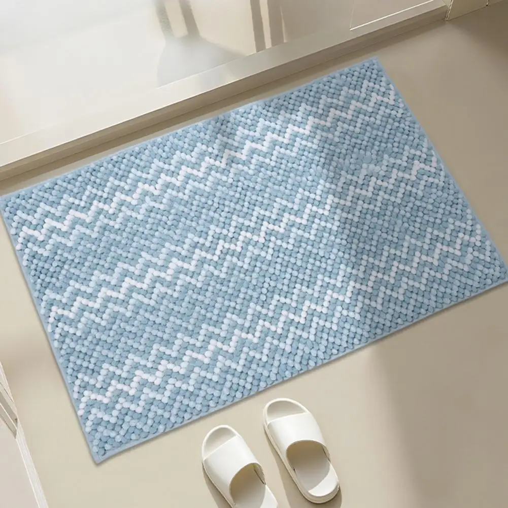 Versatile Polyester Fiber Mat Chenille Bathroom Floor Mat with High Absorption Soft Non-slip Bath Rug for Tub for Kitchen