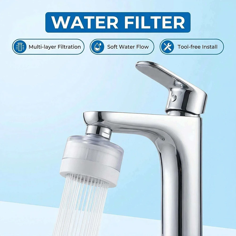 

3-Layer Premium Faucet Water Filter PP+ ACF+ VC for Home Kitchen Bathroom Tap, Remove Chlorine & Impurities Water Clean Filter