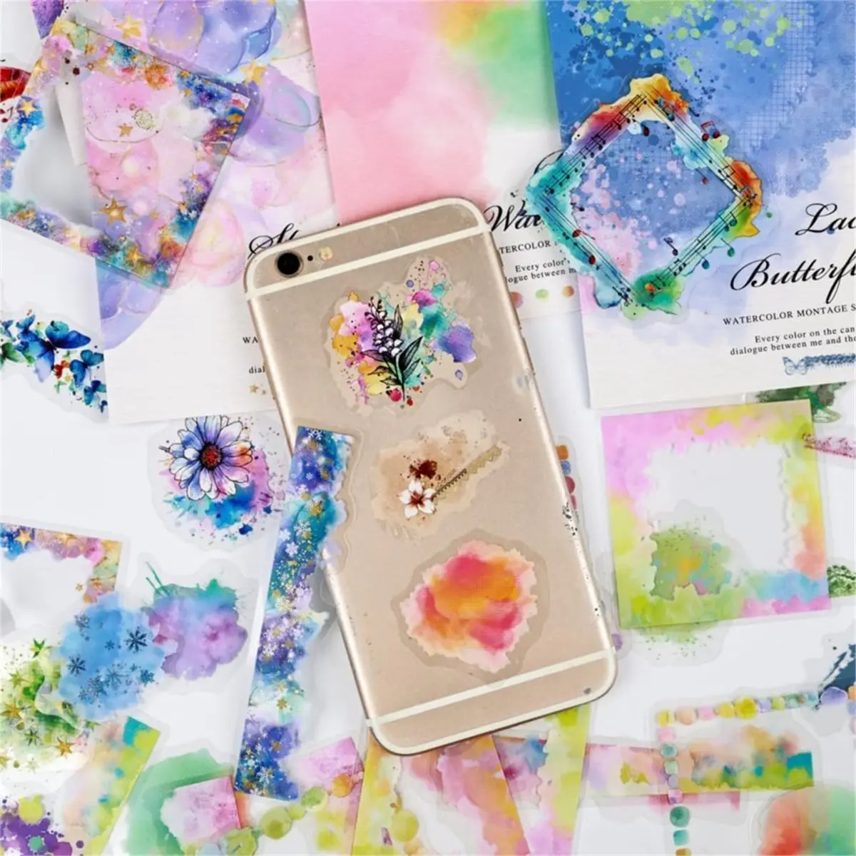 أفضل 120 قطعة من ملصقات المجلات المائية، تصميمات زهور وحيوانات أليفة شفافة وموسيقية لسكرابوكينغ والحرف اليدوية #1