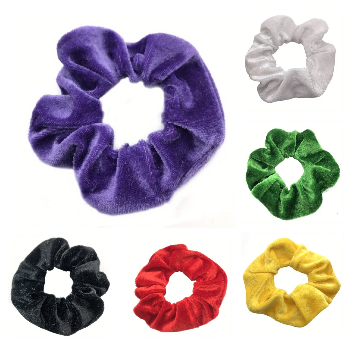 10 Pcs/bag Solid Soft Hair Scrunchies for Women Girl Plush Elastic Tie Rubber Band Hair Accessories Fluffy Fake Fur Elastic Band