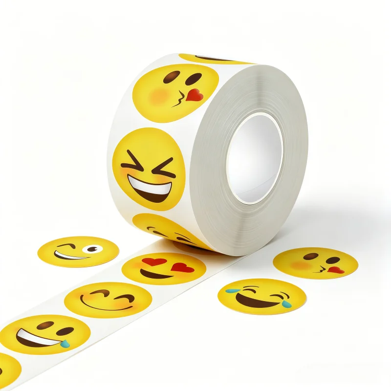 500Pcs/Roll 25mm Round Dot Stickers Playful Expression Emoji Pattern for School Supplies Home Decor DIY Craft Decoration