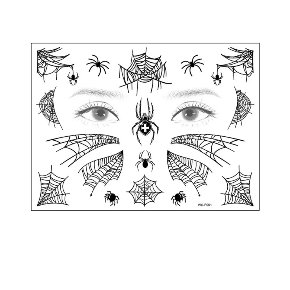 12 ورقة مقاومة للماء على شبكة العنكبوت، رقعة وجه للهالوين، فم الهالوين، وشم مخيف، أنسجة العنكبوت، شارات فنية للجسم