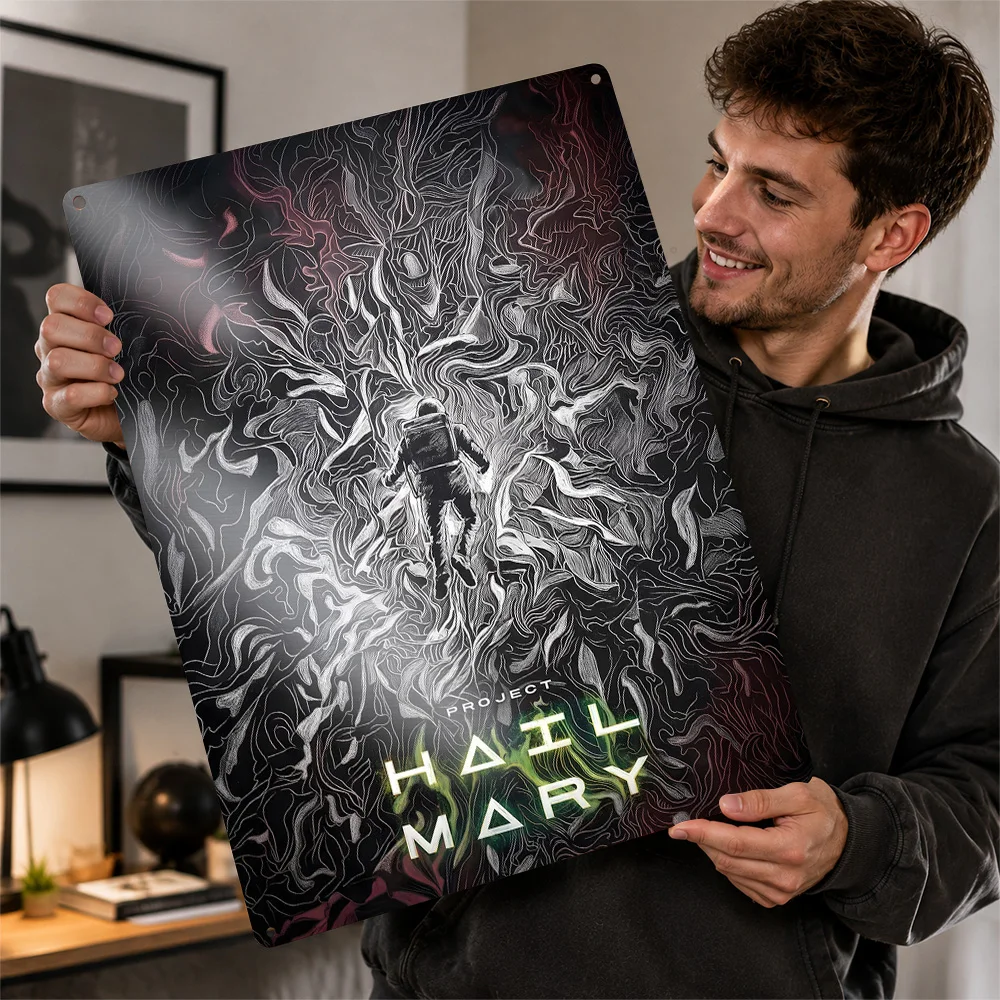 Project Hail Mary Cosmic Figure Aluminum Poster Customized Metal Tin Sign Futuristic Story Design Wall Art Cinema Lounge Decor