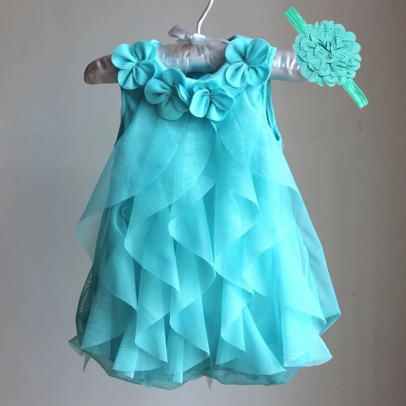 Kids Toddler Baby Girl Dress Summer Chiffon Evening Birthday Party Dresses for Girls Clothes & Headband