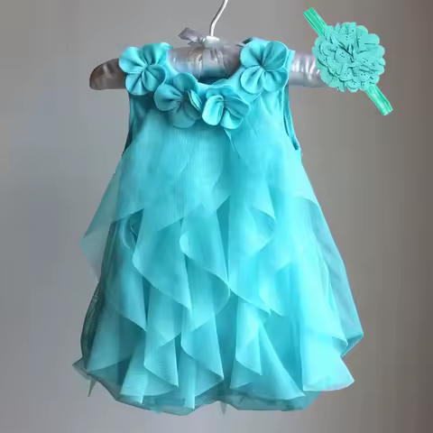 Kids Toddler Baby Girl Dress Summer Chiffon Evening Birthday Party Dresses for Girls Clothes &amp; Headband