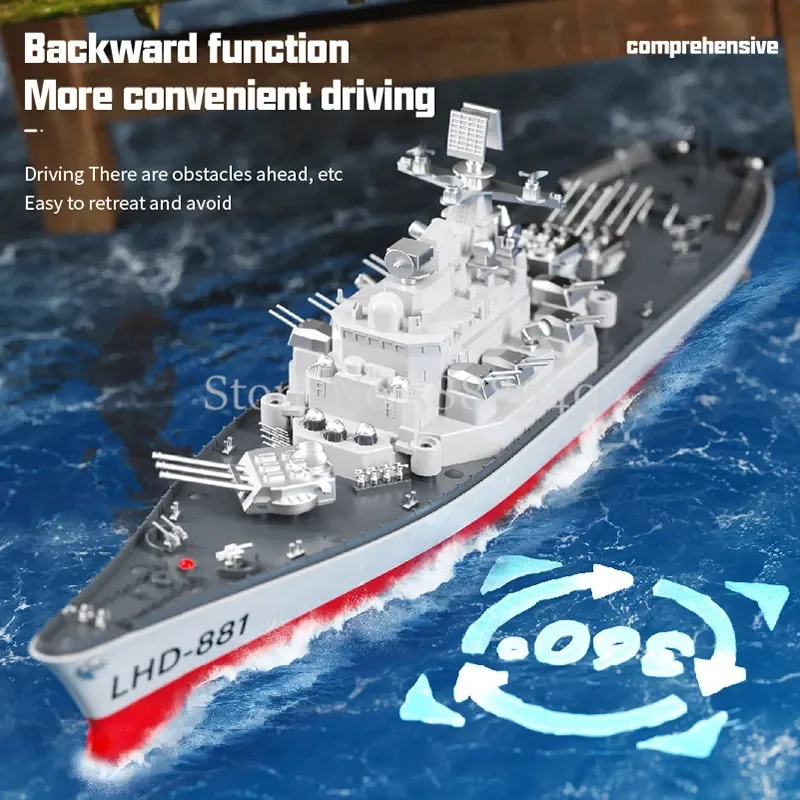1:390 Extra Large High Speed Wireless Control Boat 2.4G Watch Sensor Smart Alarm Waterproof Light RC Boat Warship Model Boy Gift