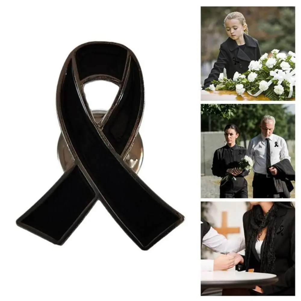 جديد المحمولة التذكارية الشريط الأسود بروش تذكارية الملكة سبيكة شارة ملحق شريط أسود القوس دبوس للجناث والحداد #3