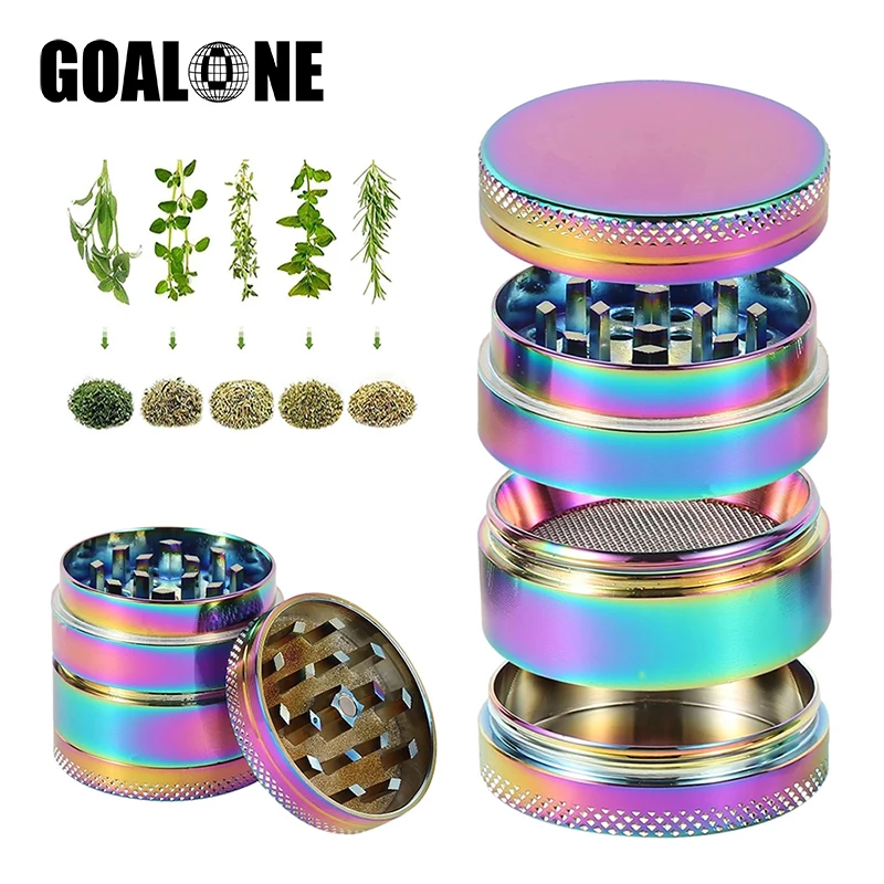 GOALONE 1.5/2/2.5 Inch Spice Mill 4 Layer Zinc Alloy Herb Grinder Easy to Use Colorful Efficient Spice Grinder Mill Crusher Gift