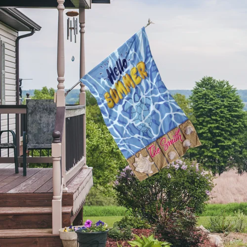 Sea Turtle Garden Flag, Family Name Garden Flag, Summer Yard Flag WWL UUN