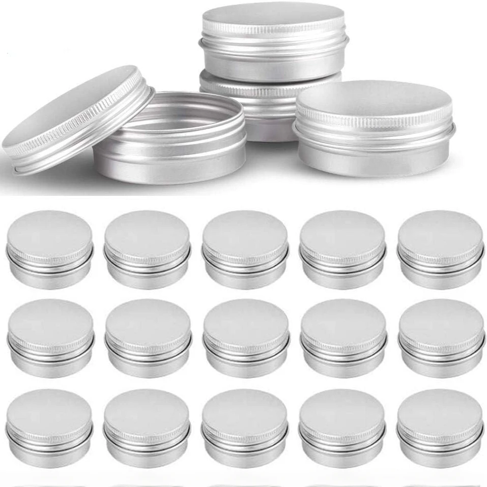 

5Pcs 5g- 100g Metal Round Tins Aluminum Empty Cans Screw Lid Container For Salve Spice Candles Cream Lip Balm