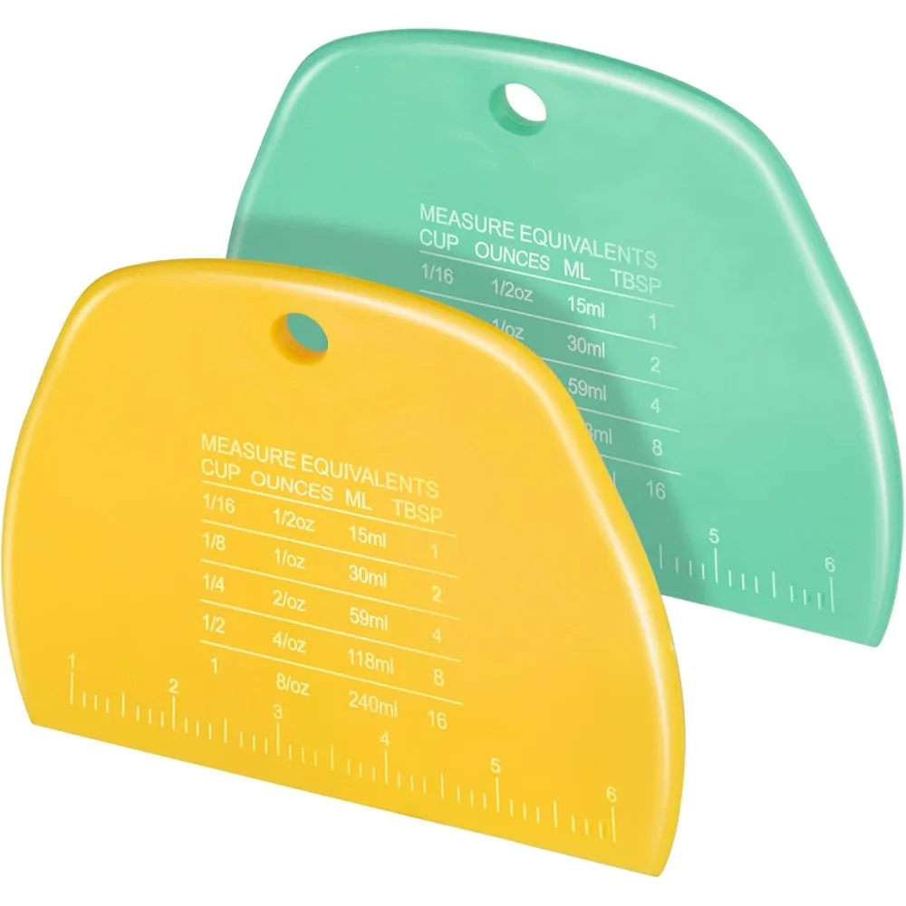 

2 Pieces Dough Cutter, Bench Scraper Plastic, Sourdough Scraper, Dough Scraper with Measuring Scale, Multipurpose Food