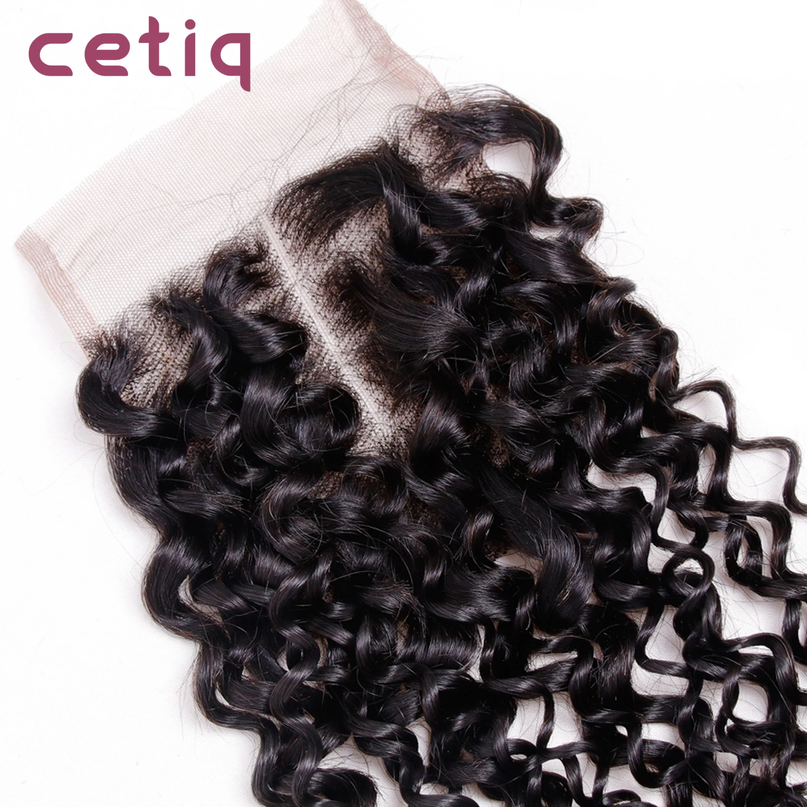 Perruque Lace Closure Naturelle Bouclée, Cheveux Humains, 4x4, Multi-Raie, Transparent HD, Crépus, Noir Naturel