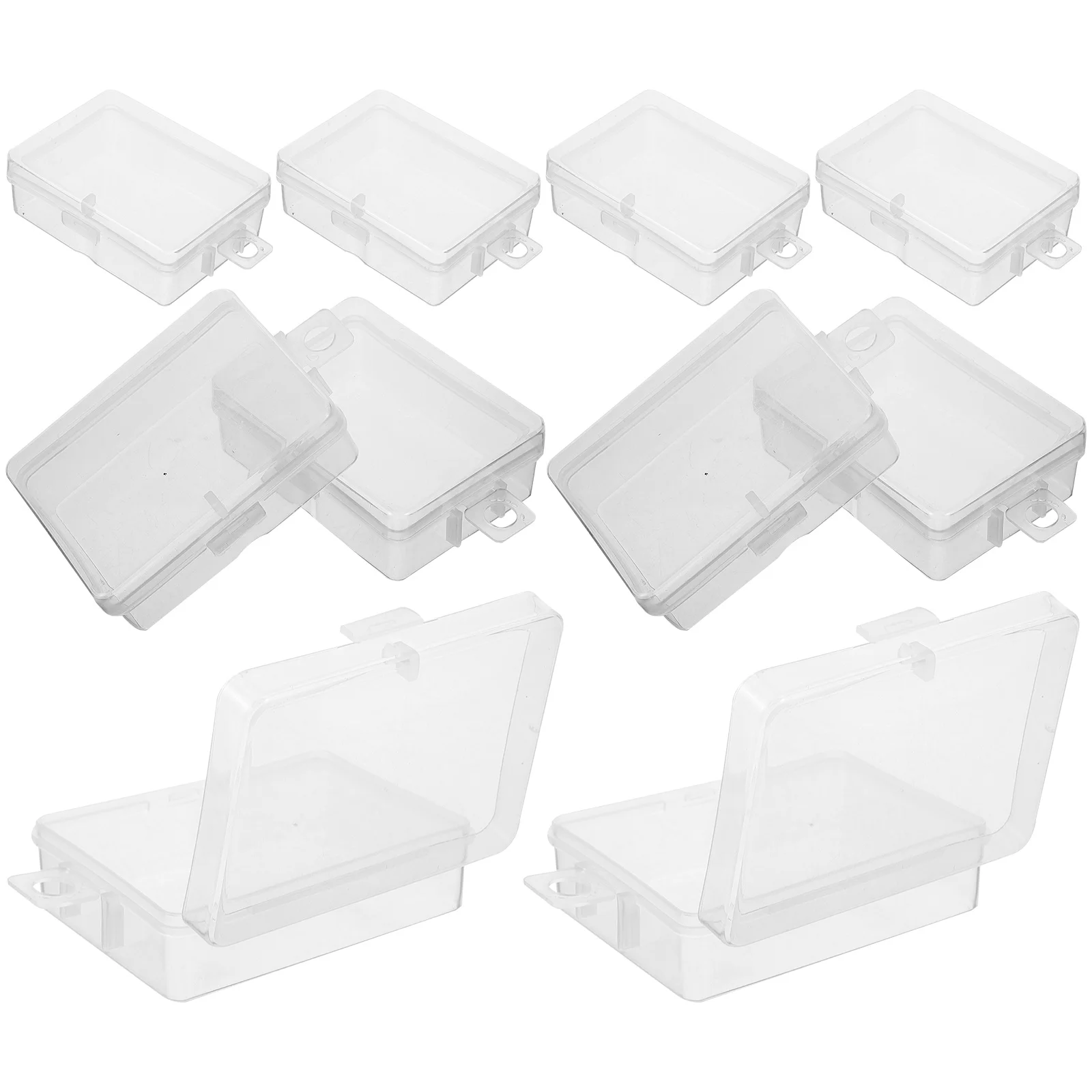 

10pcs Mini Lock Box Clear Plastic Storage Cases For Jewelry Earplugs Rings Beads Portable Small Transparent Boxes Medicine Pills