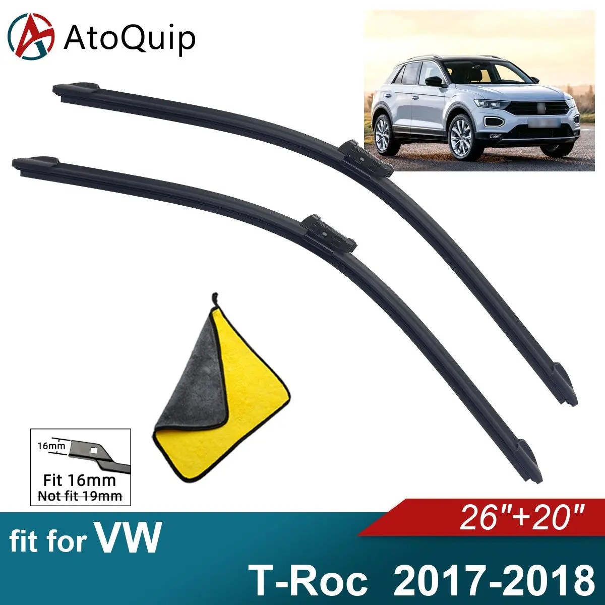 

Car Windshield Wiper Blades Fit For VW T-Roc Wiper Blades Soft Rubber Auto Front Windscreen 2017 2018