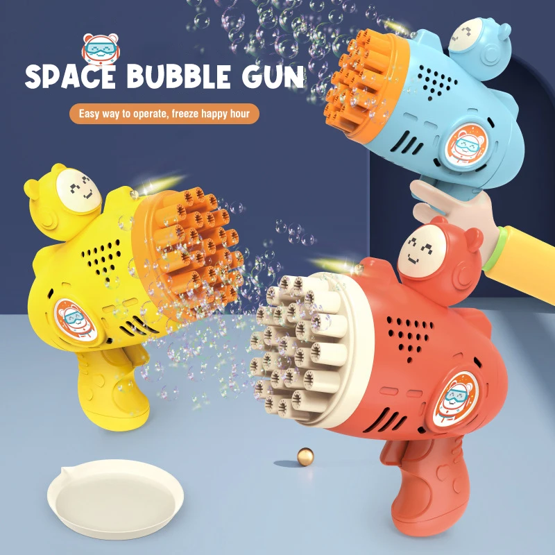 23 Hole Space Bear Bubble Gun Machine Toys Soap Blower Bubble Guns Outdoor Game Bubble Maker Toy for Children Kids Boy Girl Gift