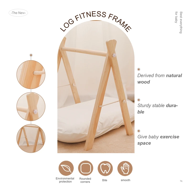 Madeira Ginásio Fitness Frame Rack, Suspensão Móvel, Decoração Do Quarto Do Bebê, Acessórios Do Bebê Recém-nascido, 1 Conjunto