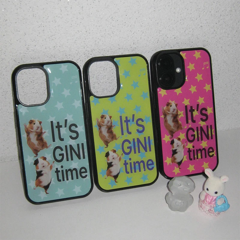 Korean Vintage Guinea Pig Stars Matte Phone Case For iPhone 17 Air 16 15 14 12 13 11 Pro Max Mini Plus Anti Fall Back Y2k Cover - view 2