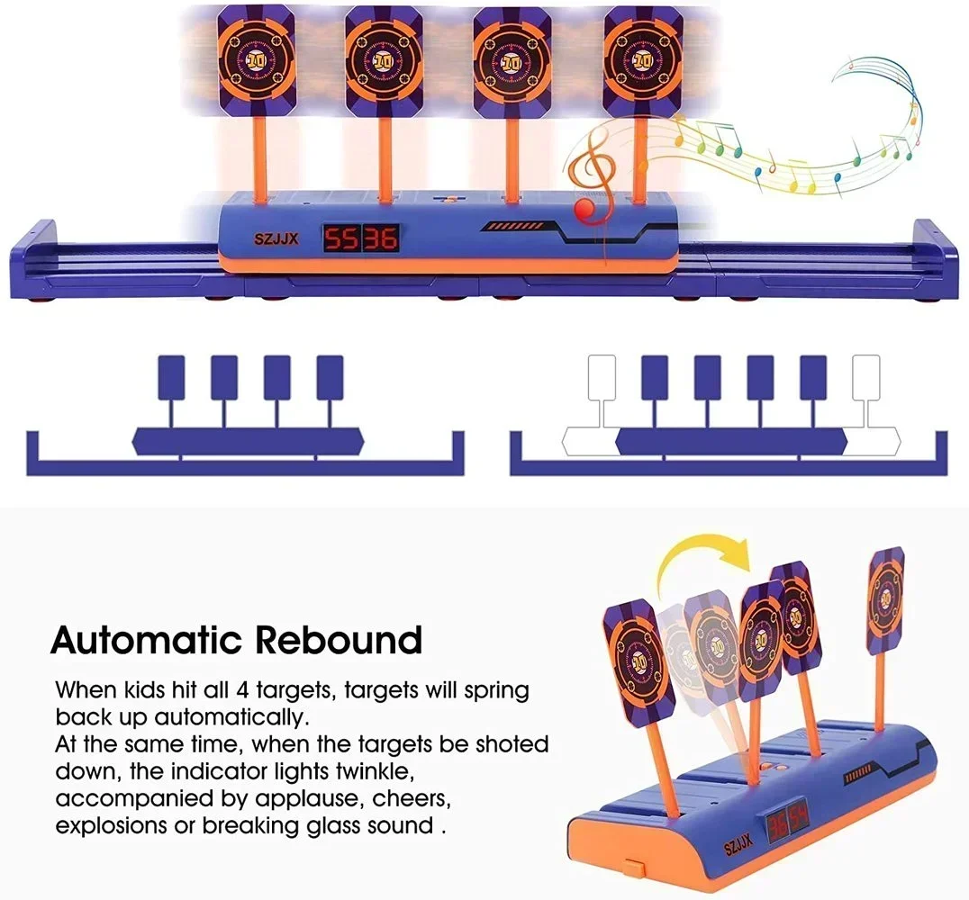 Targets for Nerf Guns Auto Reset Electric Shooting Target Accessories Kids Sound Light Shooting Game Toys High Precision Scoring