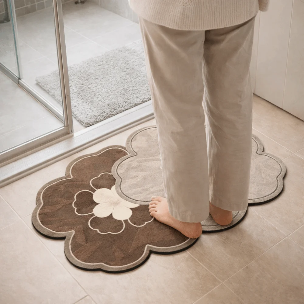 

Современный противоскользящий коврик для ванной из диатомита, быстросохнущий, мягкий, с цветочным узором, влаговпитывающий, износостойкий, грязезащитный коврик для ванной комнаты