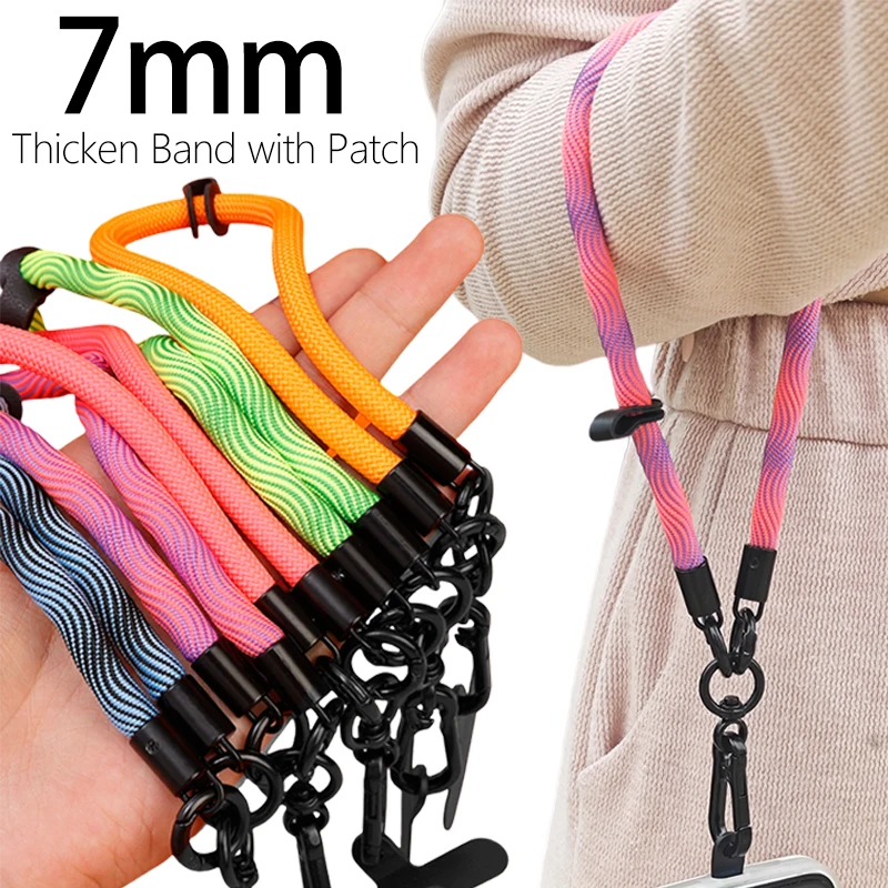 7mm Thicken Cell Phone Lanyard Short Braided Wrist Strap Mobile Phone Charms Hanging Straps Bracelet For Phone Case Keys Camera